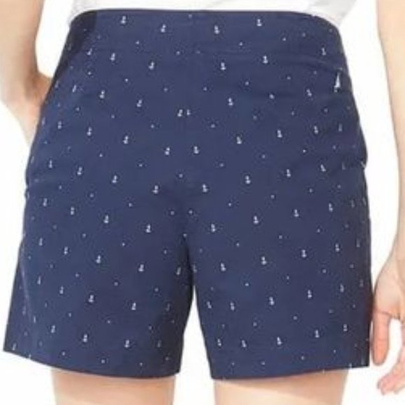 Nautica Cotton Anchor Shorts Sz 8 Navy Nautical Sailor Flat Coast Neutral Preppy - Picture 5 of 10